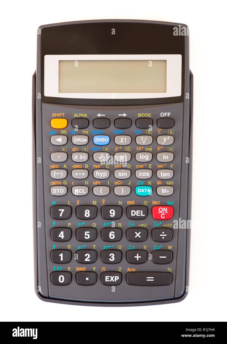 Front view of scientific calculator isolated on white background Stock  Photo - Alamy