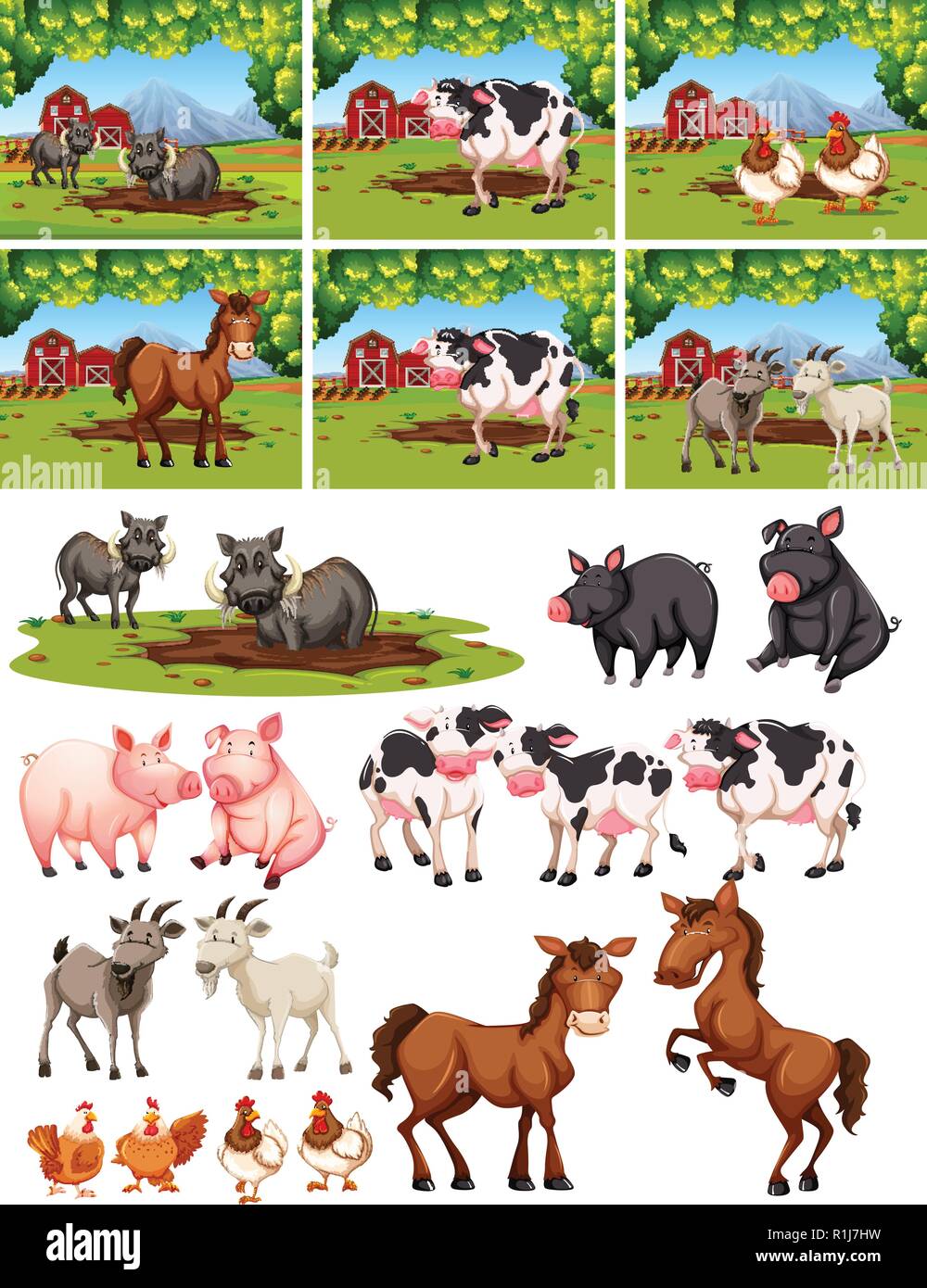 Set of animal at farm illustration Stock Vector Image & Art - Alamy