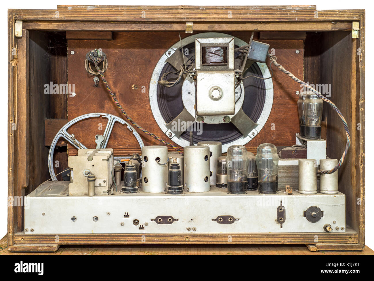 Vintage radio with lamps isolated Stock Photo - Alamy