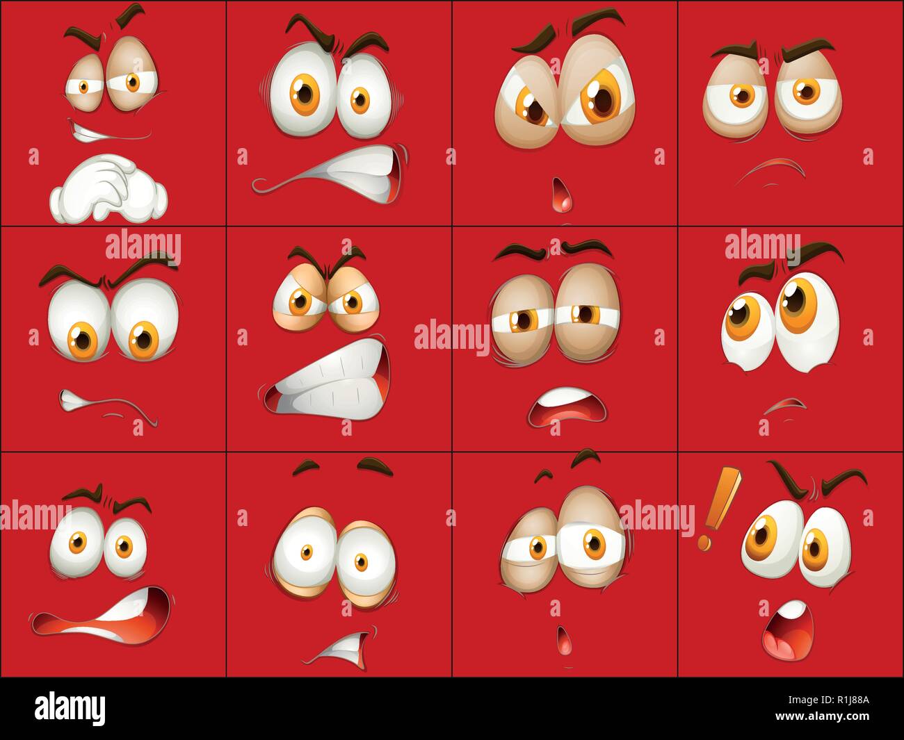 Set of red face expression illustration Stock Vector Image & Art Alamy