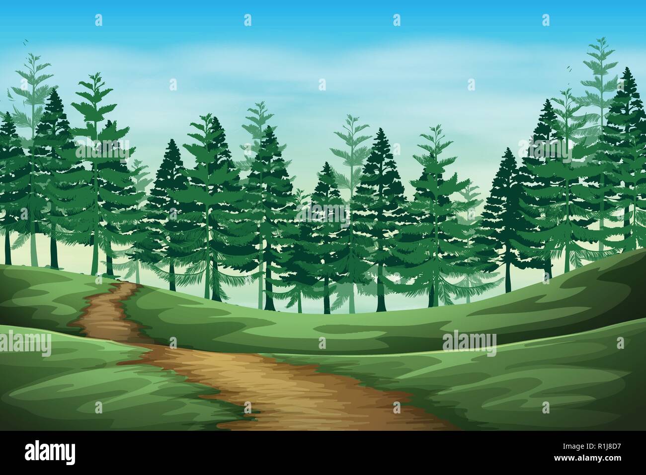 Forest landscape background scene illustration Stock Vector Image & Art ...