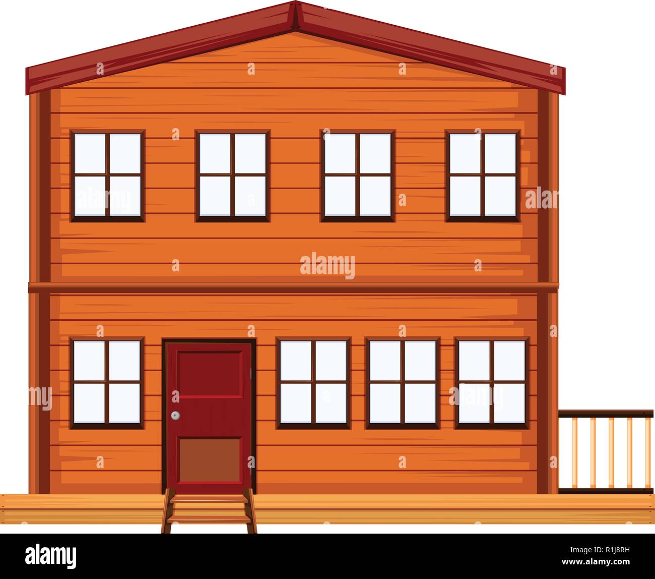 Flat wooden house on white background illustration Stock Vector Image ...