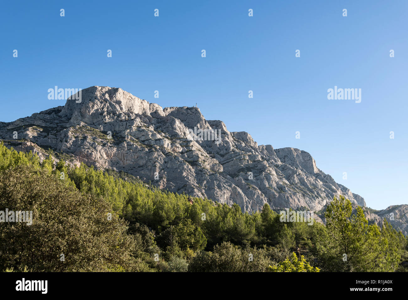 The famous and iconic Mountain Sainte-Victoire in South of France. France, Europe Stock Photo