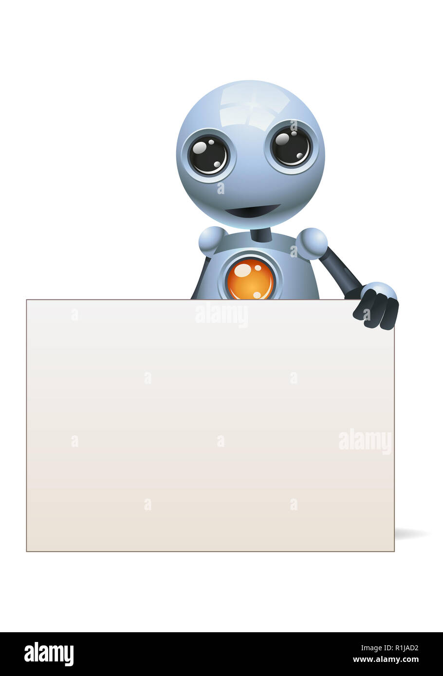 illustration of a happy little robot businessman hold banner on ...