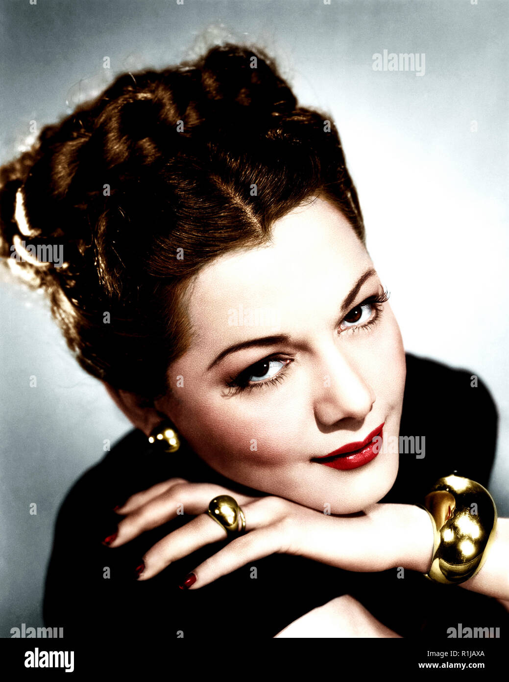 MarÌa ¡frica Gracia Vidal (6 June 1912 ñ 7 September 1951), known as The Queen of Technicolor, was a Dominican motion picture actress who gained fame and popularity in the 1940s as an exotic beauty starring in a series of filmed-in-Technicolor costume adventure films. Her screen image was that of a hot-blooded Latin seductress, dressed in fanciful costumes and sparkling jewels. She became so identified with these adventure epics that she became known as 'The Queen of Technicolor'. Over her career, Montez appeared in 26 films, 21 of which were made in North America and the last five were made i Stock Photo