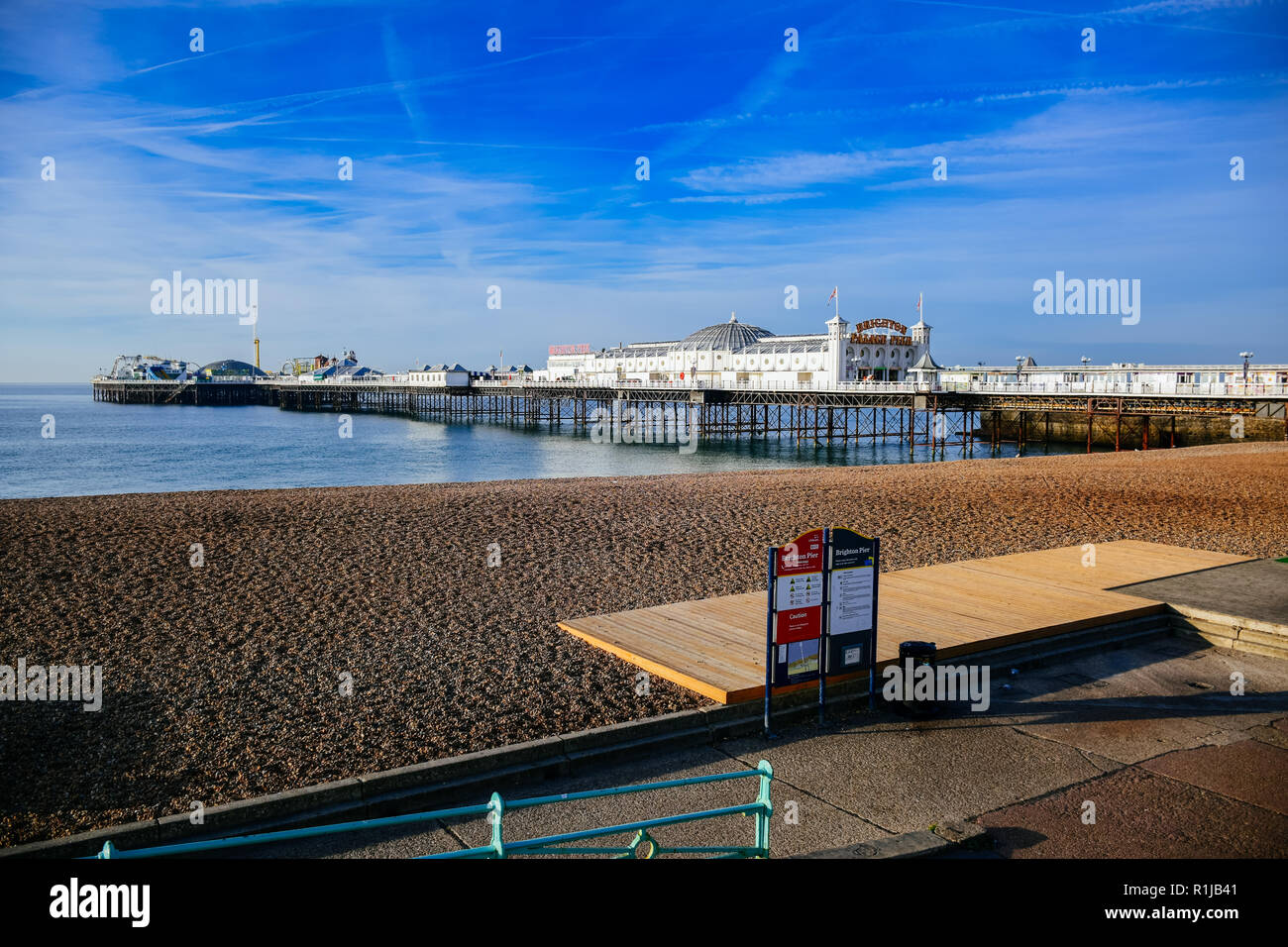 Scenic view of Brighton Palace Pier, one of the most popular tourist attraction in the seaside town of Brighton in England, United Kingdom Stock Photo