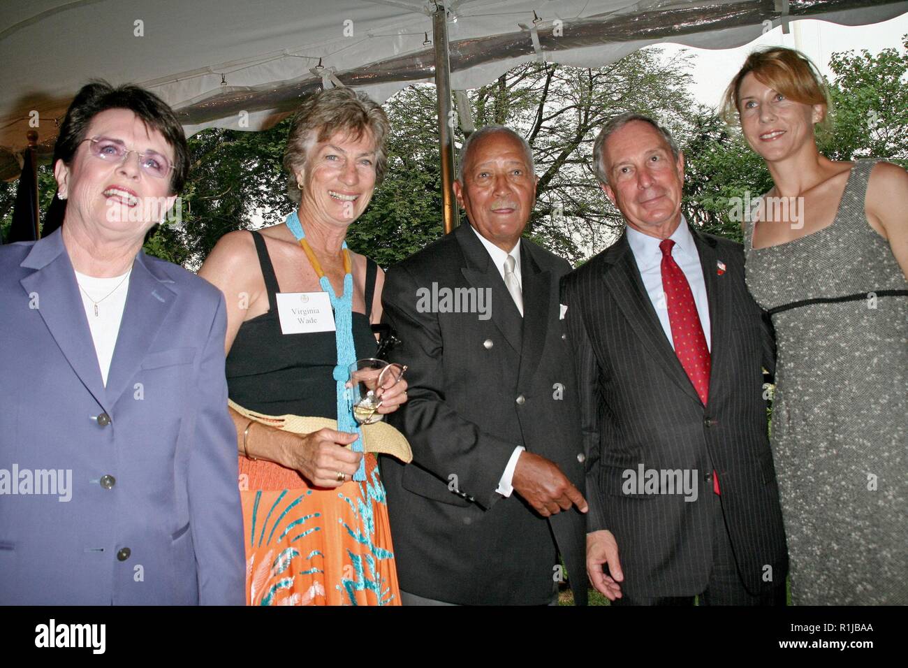 New York, NY - July 16:  Billie Jean King, Virginia Wade, Mayor David Dinkins, Mayor Michael R. Bloomberg, Monica Seles at David Dinkins 80th Birthday Party at Gracie Mansion on Monday, July 16, 2007 in New York, NY.  (Photo by Steve Mack/S.D. Mack Pictures) Stock Photo