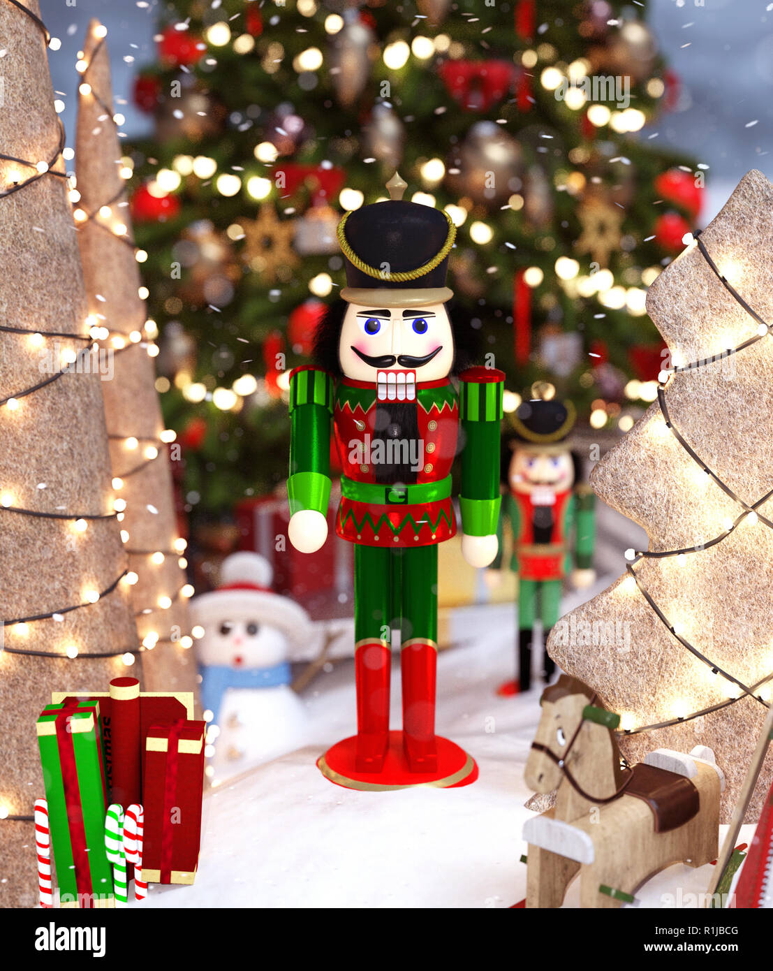 Nutcrackers toy decorated for christmas season,3d rendering Stock Photo