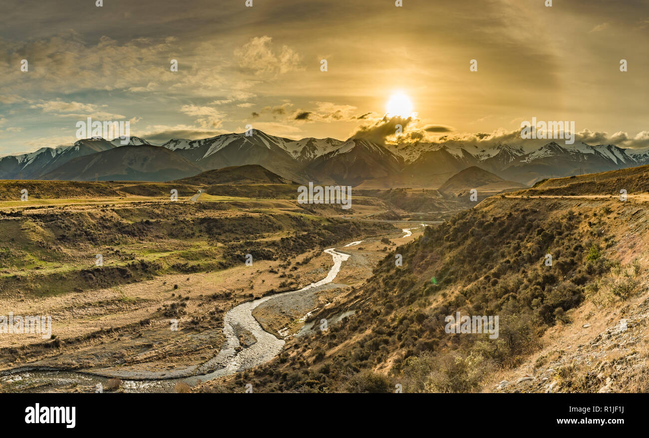 Cave Stream Scenic Reserve during sunset, Canterbury, South Island, New