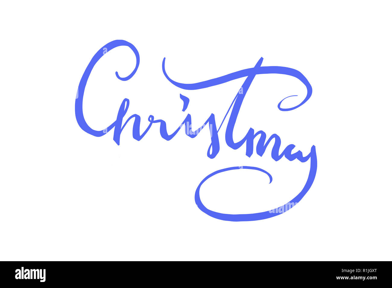 Christmas elegant blue lettering isolated on white background Stock