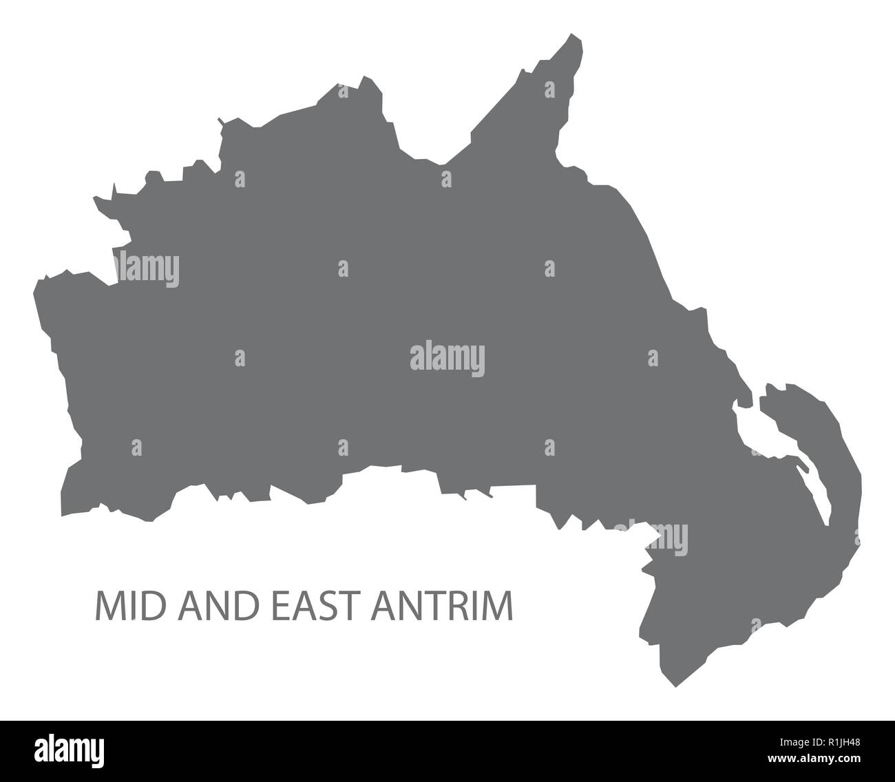 Mid and East Antrim map grey Stock Vector
