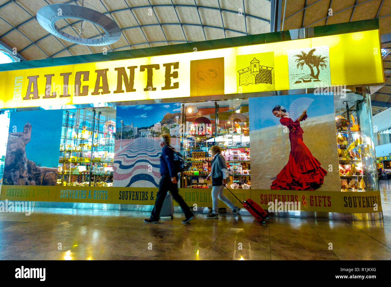 Alicante Spain, Airport shop hall Stock Photo