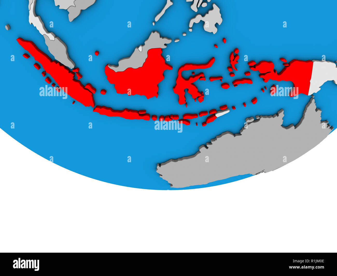 Indonesia on simple political 3D globe. 3D illustration. Stock Photo