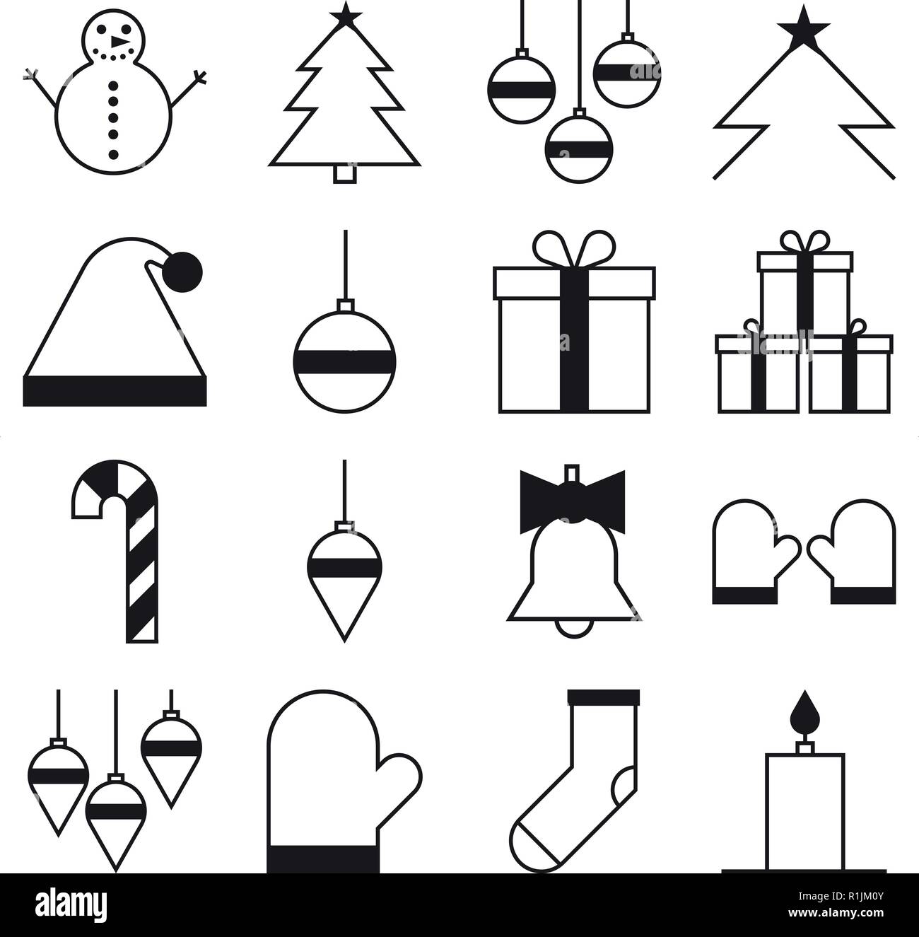 Christmas icon set in glyph style Stock Vector