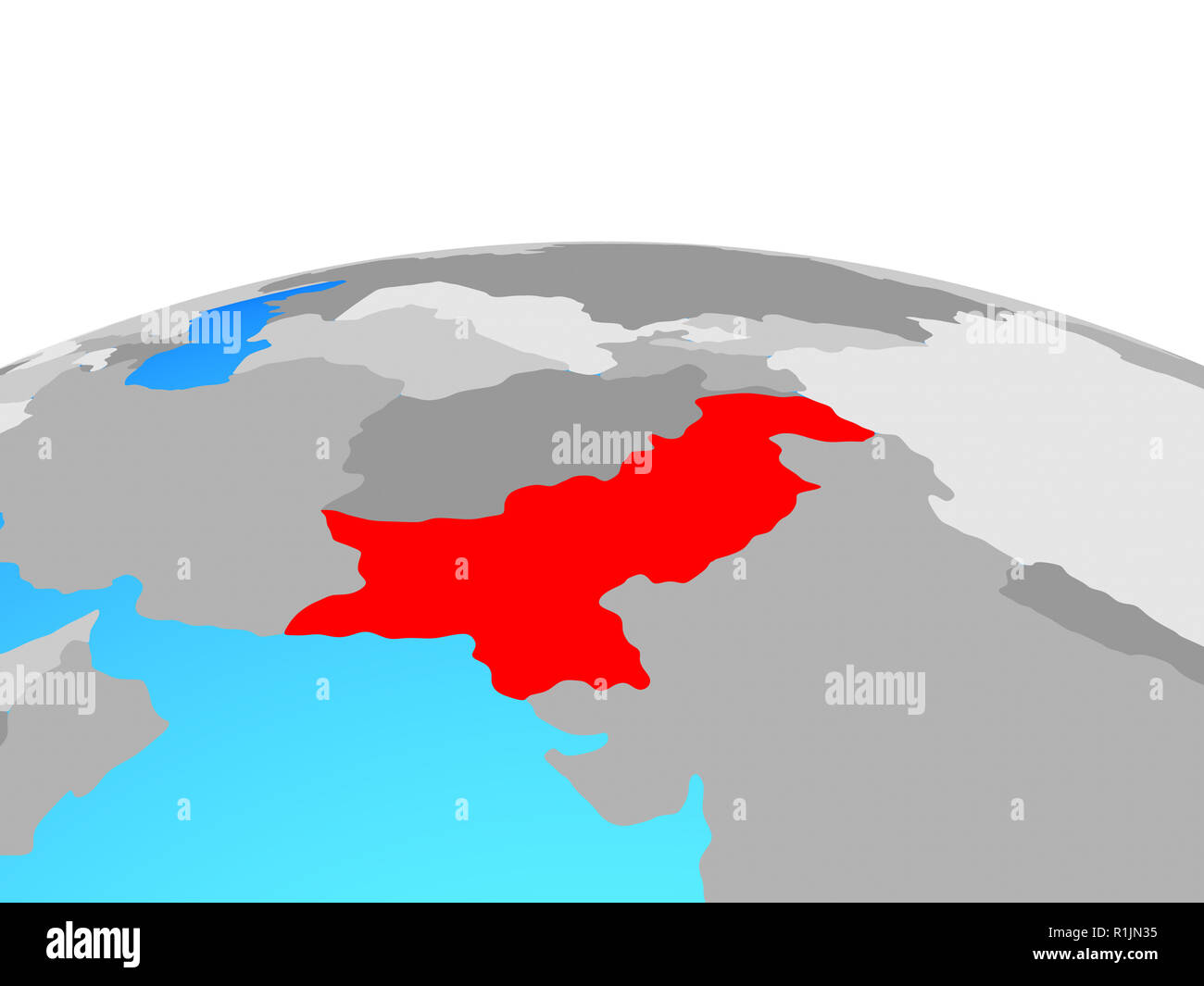 Pakistan on political globe. 3D illustration Stock Photo - Alamy