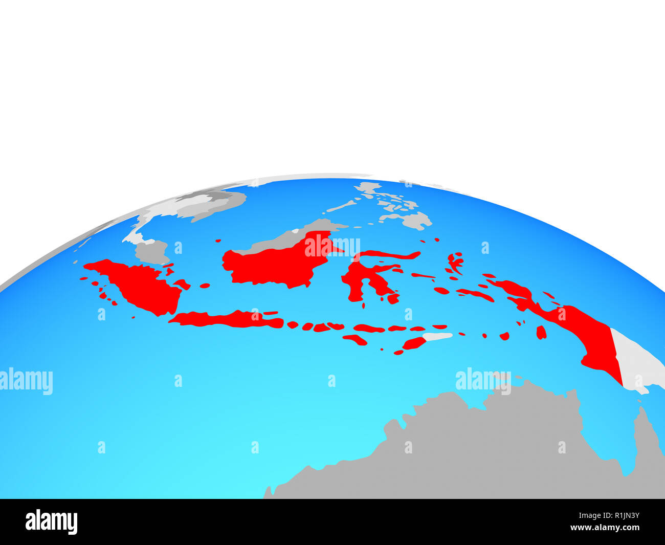 Indonesia on political globe. 3D illustration. Stock Photo