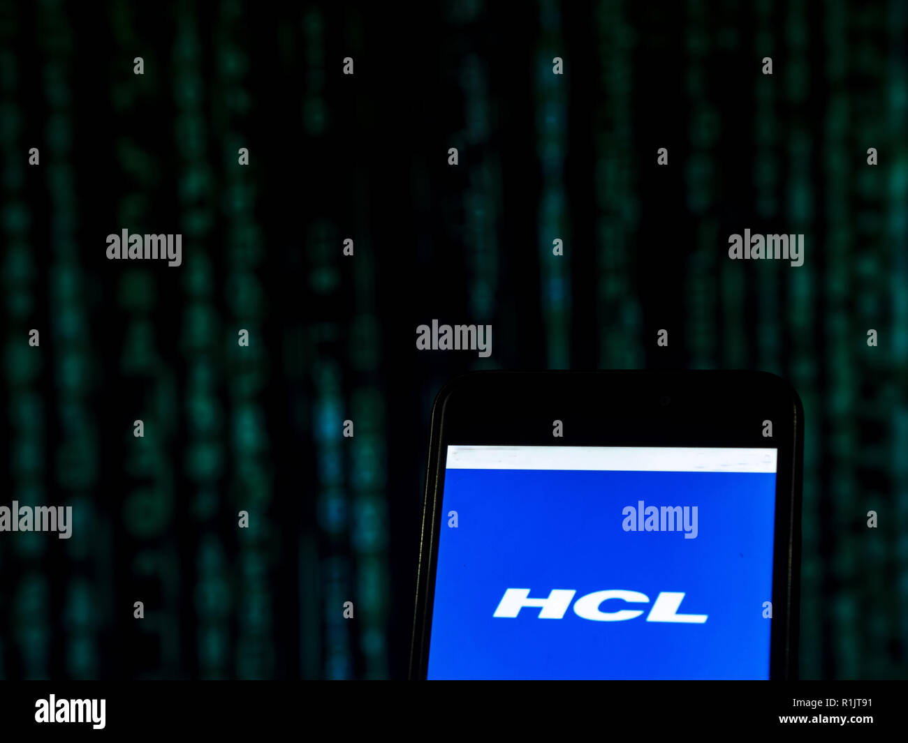 Kiev, Ukraine. 12th Nov, 2018. HCL Technologies Software company logo seen displayed on smart phone. HCL Technologies Limited is an Indian multinational technology company, head quartered in Noida, Uttar Pradesh, India. It is a subsidiary of HCL Enterprise. Originally a research and development division of HCL, it emerged as an independent company in 1991 when HCL ventured into the software services business. Credit: Igor Golovniov/SOPA Images/ZUMA Wire/Alamy Live News Stock Photo