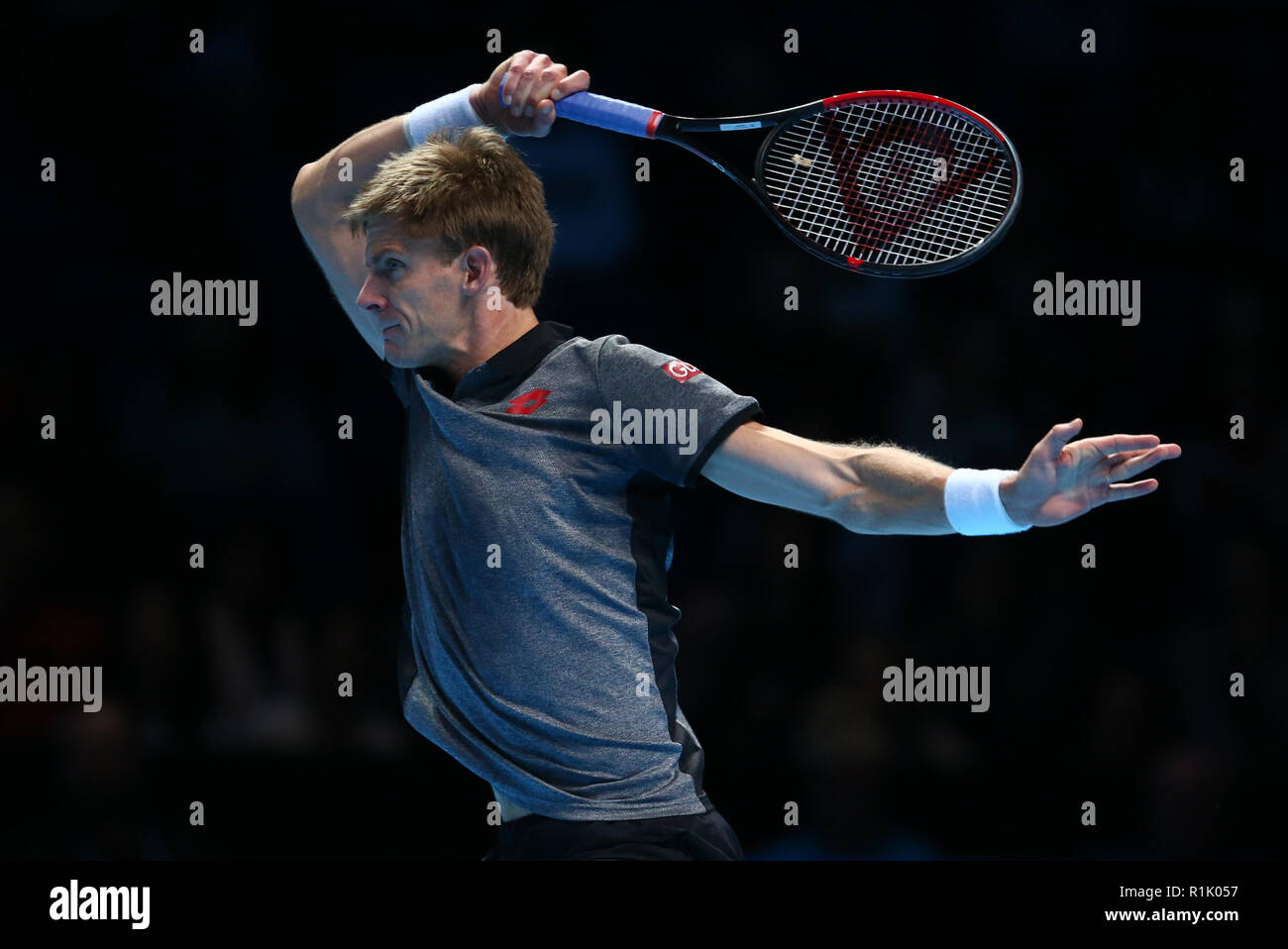 London, UK. November 13, 2018. Kevin Anderson (RSA) against Kei Nishikori (JPN)  during Day Three Singles of the Nitto ATP World Tour  Finals played at The O2 Arena, London on November 13 2018. Credit Action Foto Sport Stock Photo