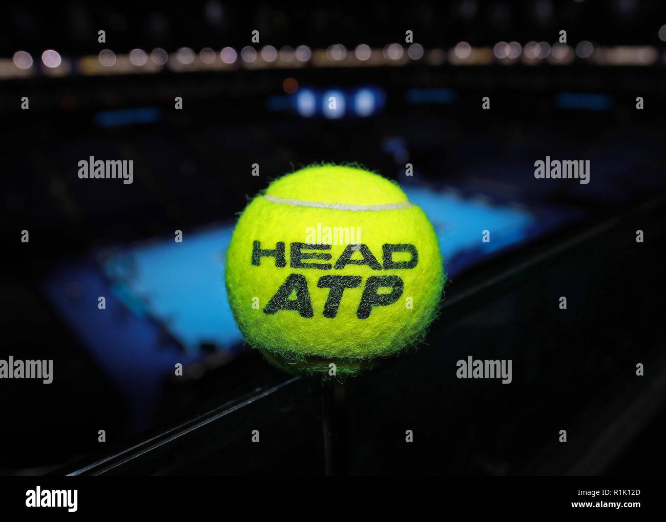 O2 Arena, London, England. 13th November 2018. Nitto ATP Tennis Finals;  Official HEAD ATP World Tour Tennis ball on display Credit: Action Plus  Sports Images/Alamy Live News Credit: Action Plus Sports Images/Alamy