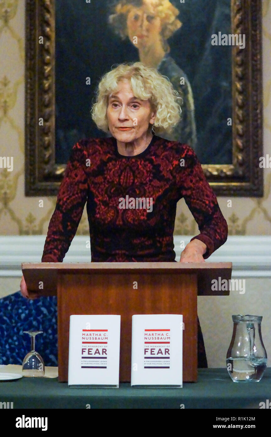 London, England. 12th November 2018. Professor Martha Nussbaum Speaks ...