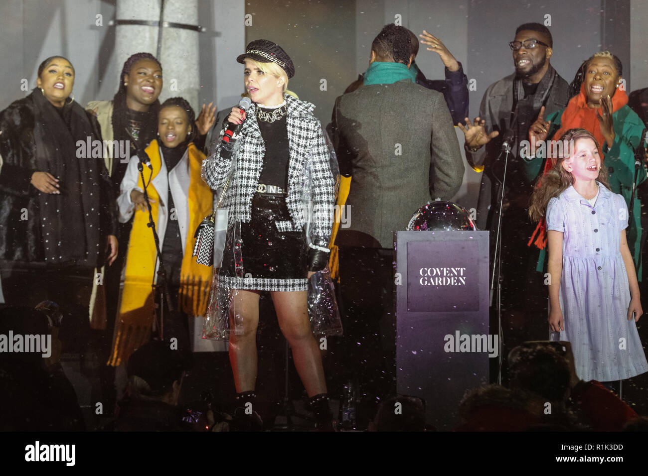 Covent Garden, London, UK, 13th Nov 2018, Paloma Faith switches on the