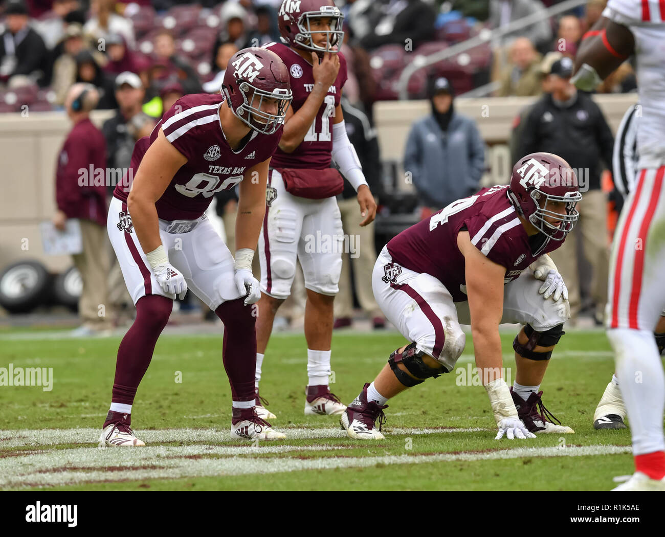 College Station, TX, USA. 10th Nov, 2018. Texas A&M tight end, Trevor Wood (80), during the NCAA football game between the Texas A&M Aggies and the Ole Miss Rebels, in College Station, TX. (Absolute Complete Photographer & Company Credit: Joseph Calomeni/MarinMedia.org/Cal Sport Media) Credit: csm/Alamy Live News Stock Photo