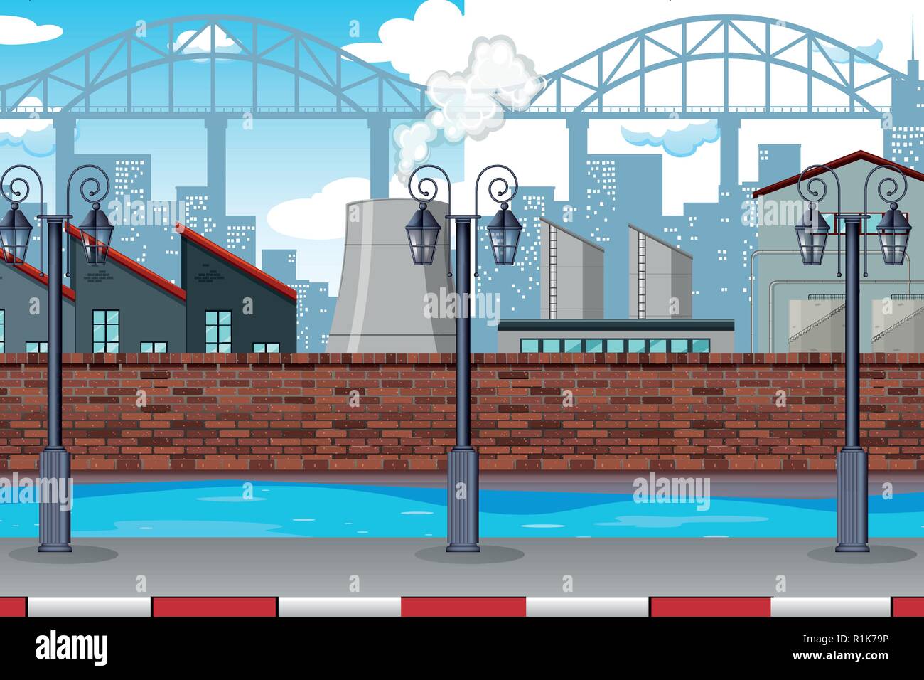 An urban factory scene illustration Stock Vector Image & Art - Alamy