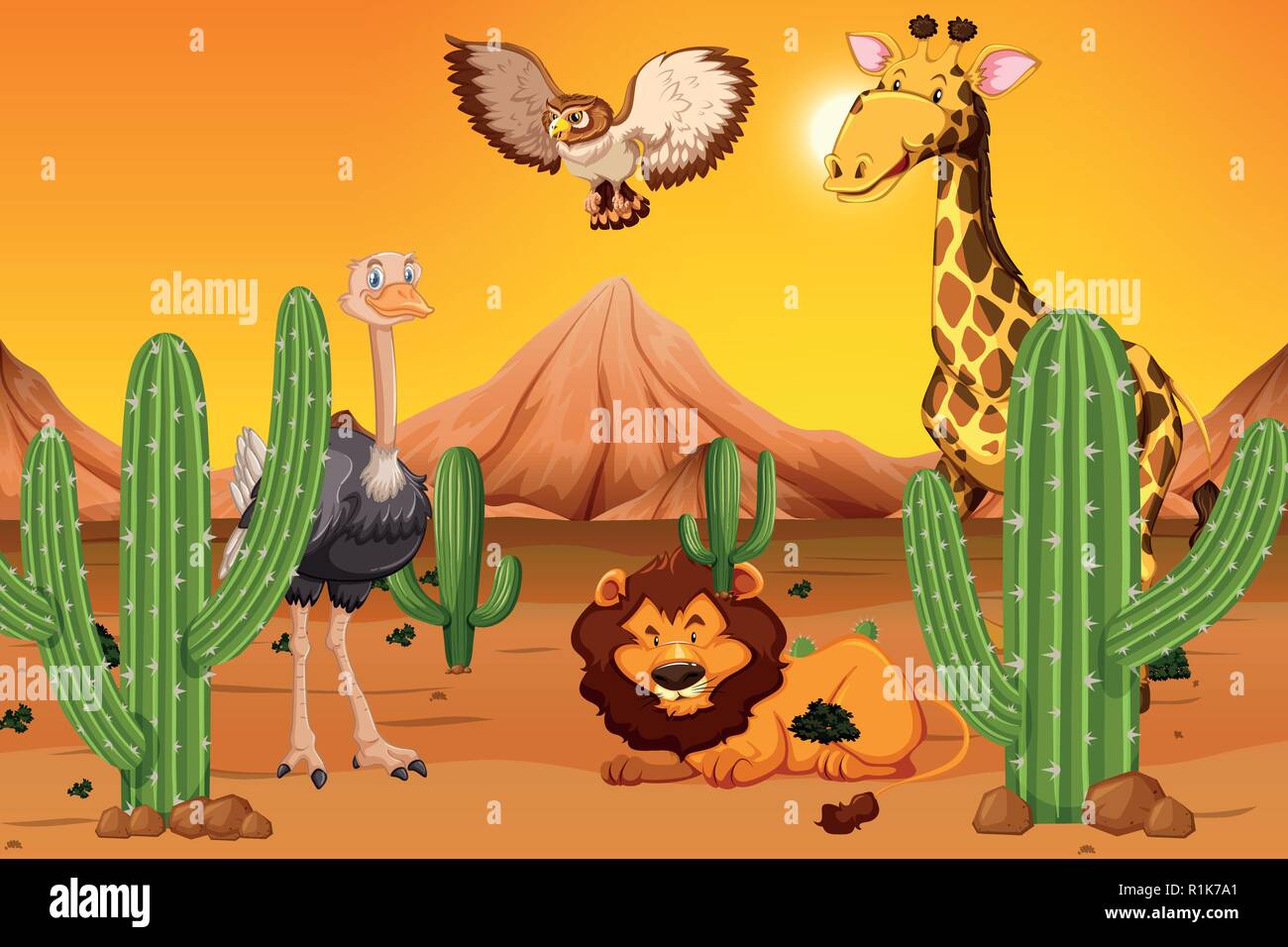 Wild animal at desert illustration Stock Vector Image & Art - Alamy