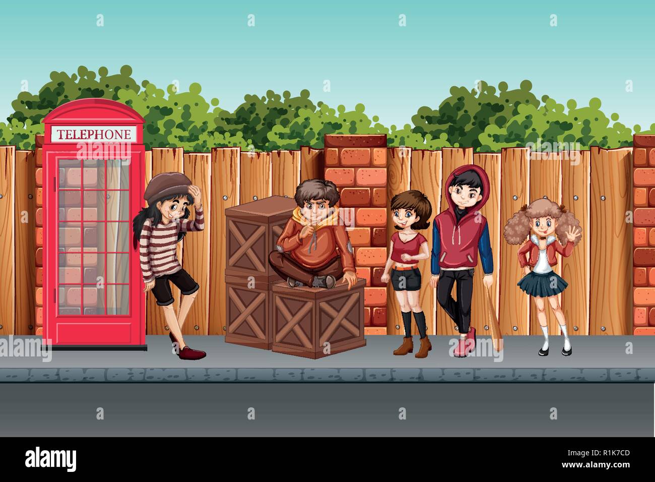 Street teenager in town illustration Stock Vector Image & Art - Alamy