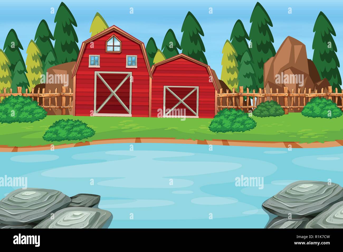 A nature farmland landscape illustration Stock Vector Image & Art - Alamy