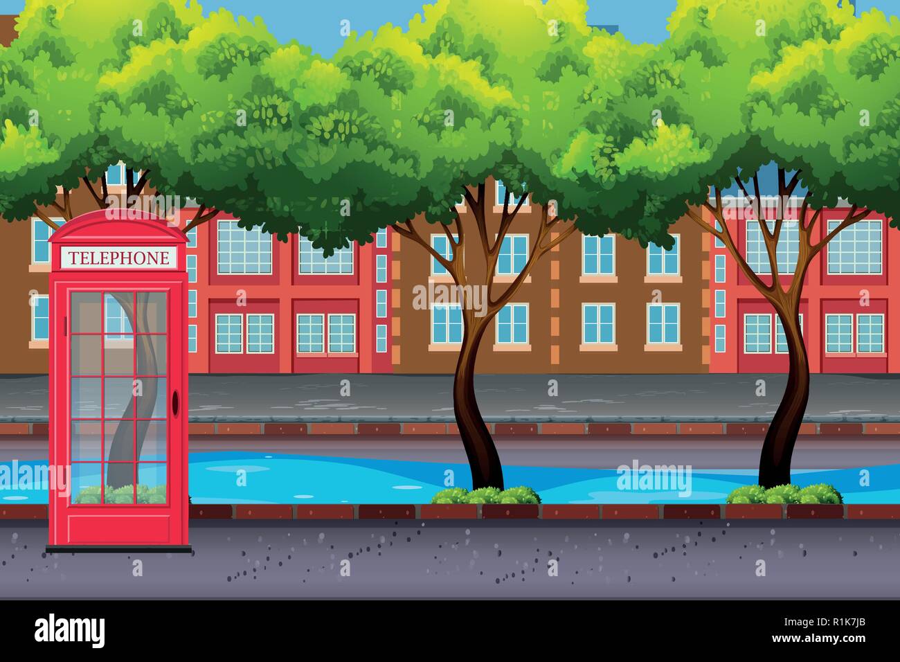 Park and river scene illustration Stock Vector Image & Art - Alamy