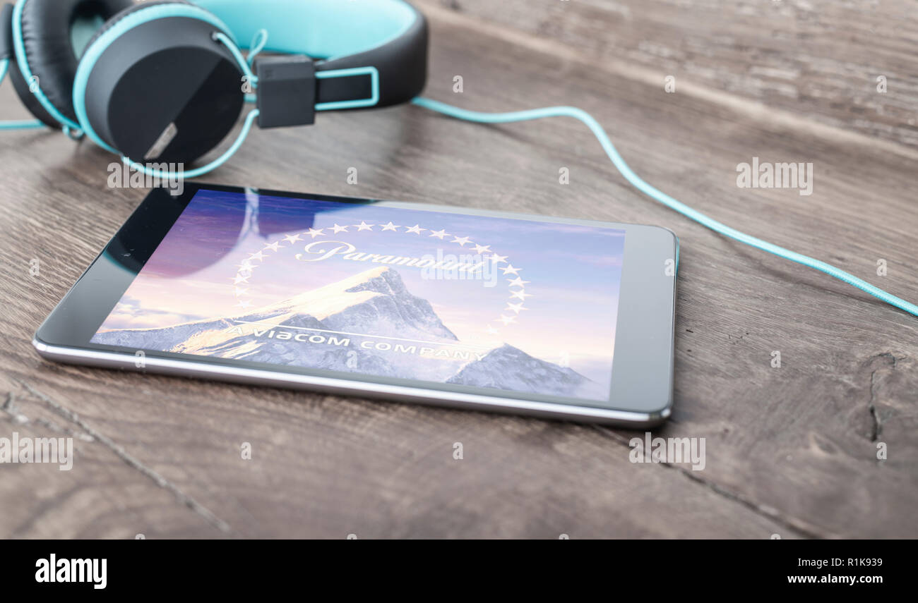 paramount pictures on tablet screen Stock Photo