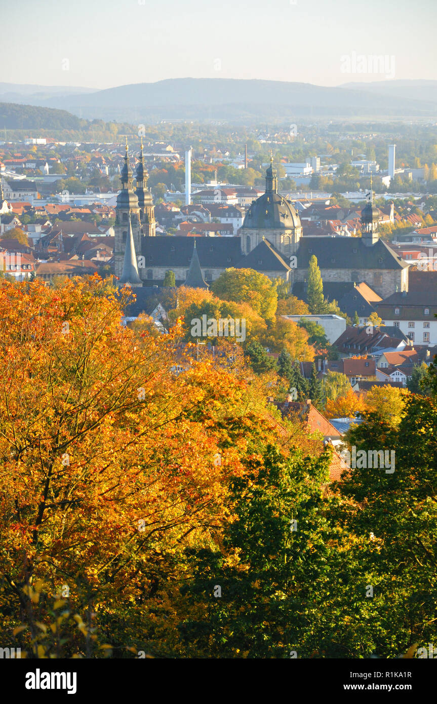 Fuldaer Dom Cathedral from Frauenberg in Fulda, Hessen, Germany Stock