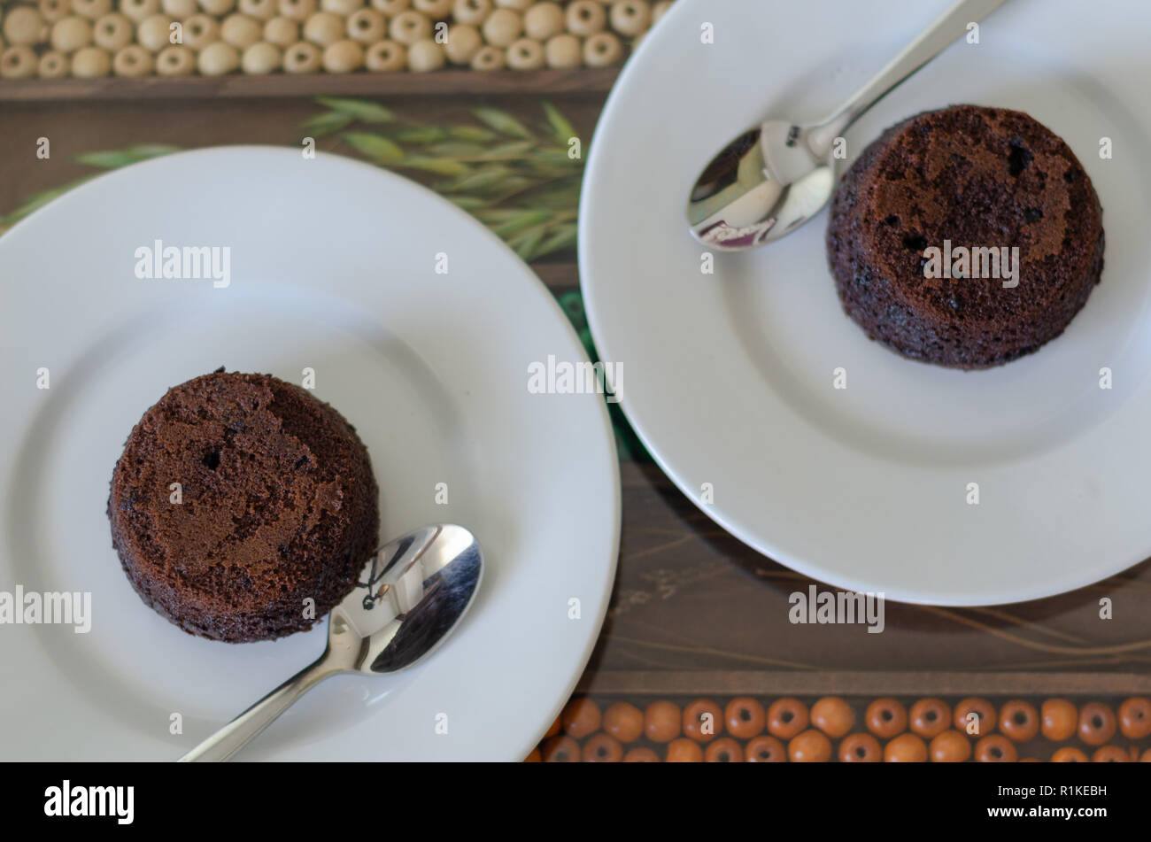 Hot Chocolate Cake Souffle on  Decorative Surface. Stock Photo