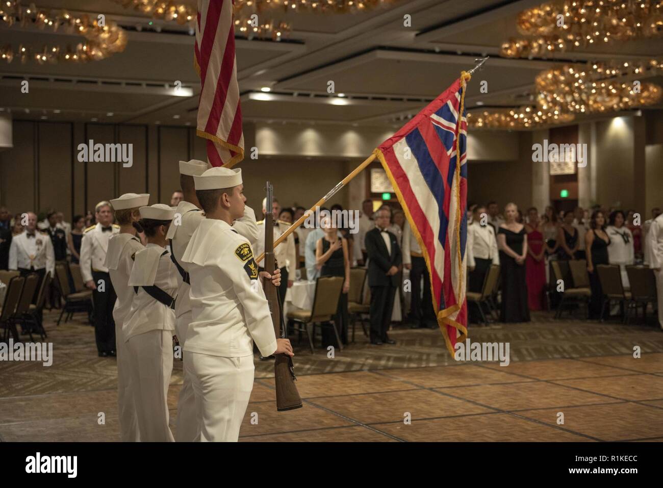 HONOLULU (Oct. 13, 2018) The U.S. Naval Sea Cadets honor guard parades