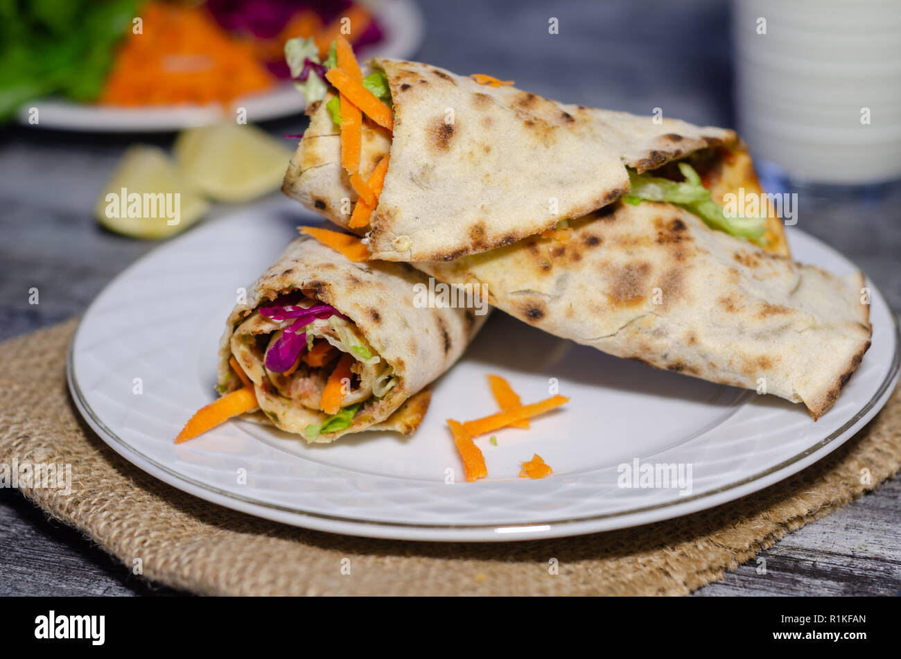 Turkish traditional foods; Lahmacun Stock Photo Alamy
