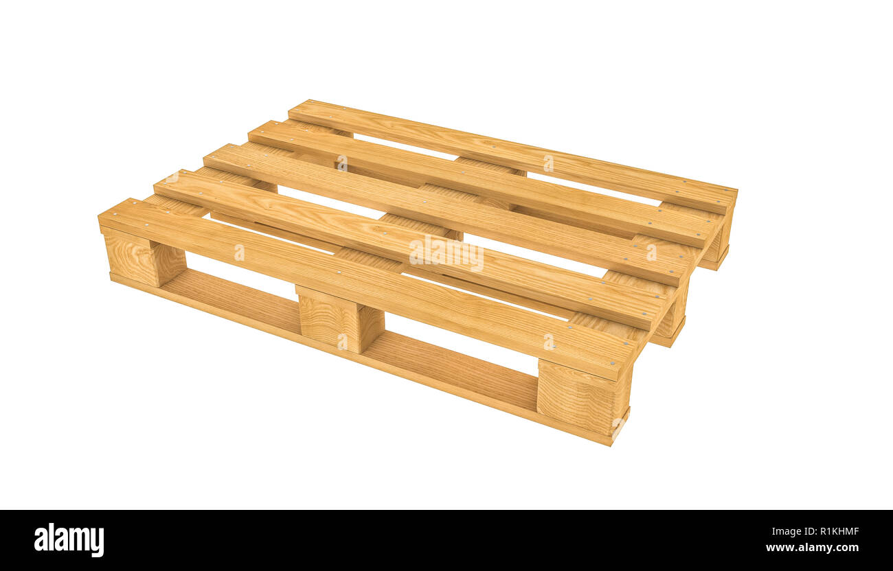 isolated wooden pallet 3d rendering image Stock Photo