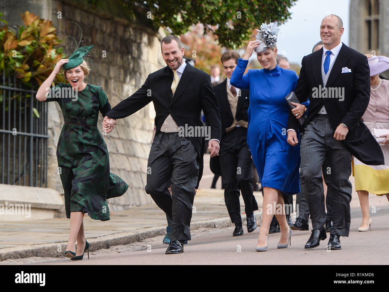 The wedding of Princess Eugenie of York and Jack Brooksbank in Windsor  Featuring: Autumn Phillips, Peter Phillips, Zara Tindall, Zara Phillips,  Mike Tindall Where: Windsor, United Kingdom When: 12 Oct 2018 Credit:
