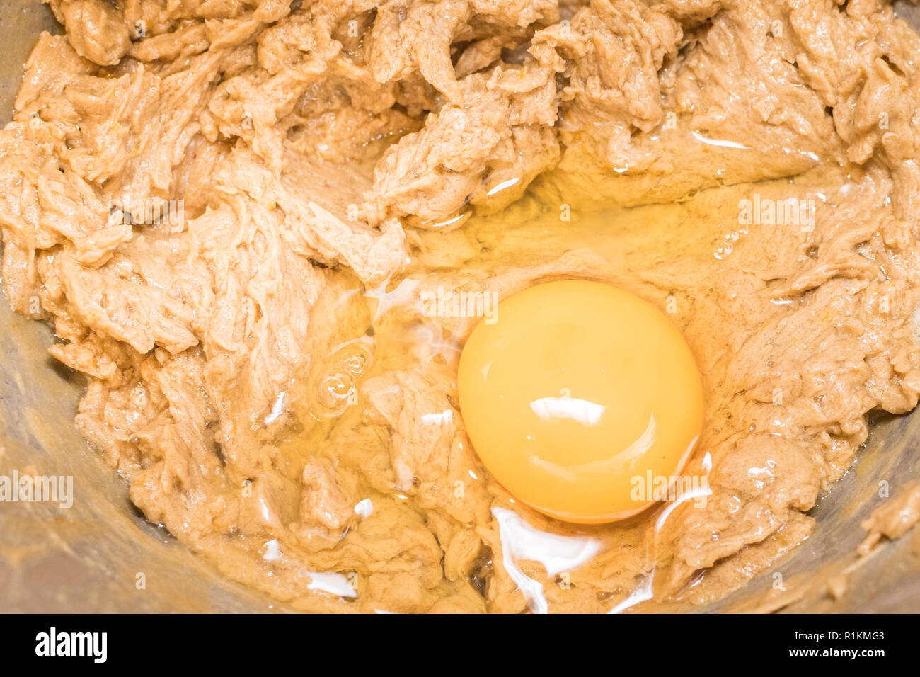 split or curdled cake batter mix when eggs added to creamed brown sugar