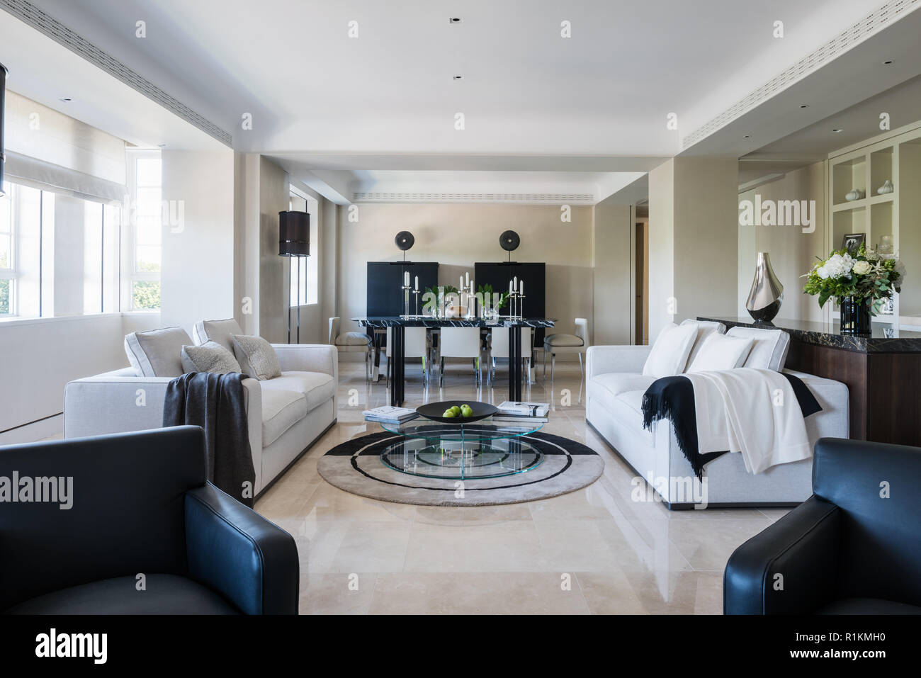 Monochrome modern living room Stock Photo