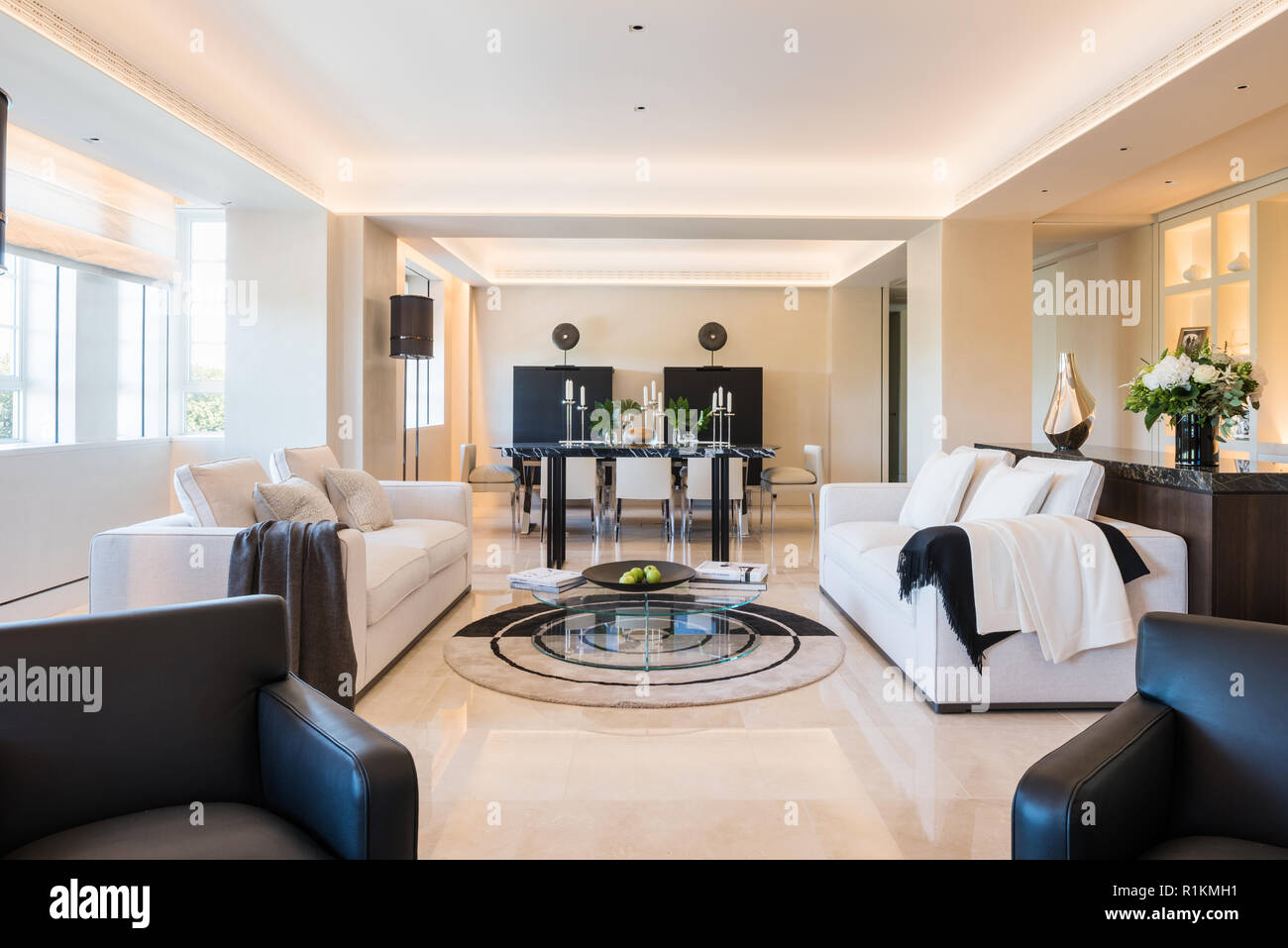Monochrome modern living room Stock Photo