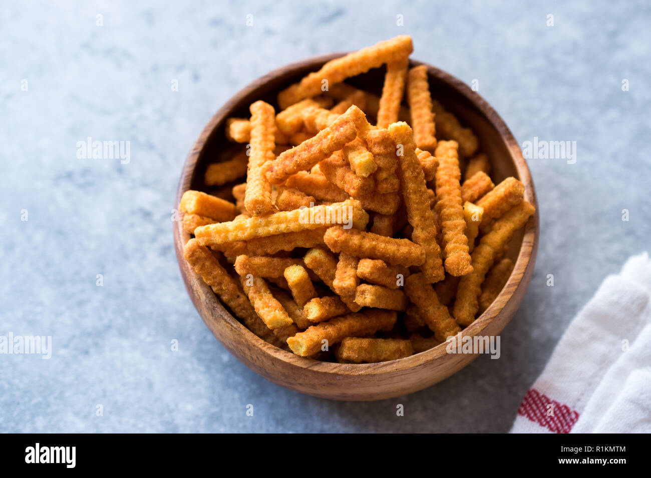 Cheese Puff Balls in Wooden Bowl on Light Background Stock Image - Image of  fried, cereal: 133510255