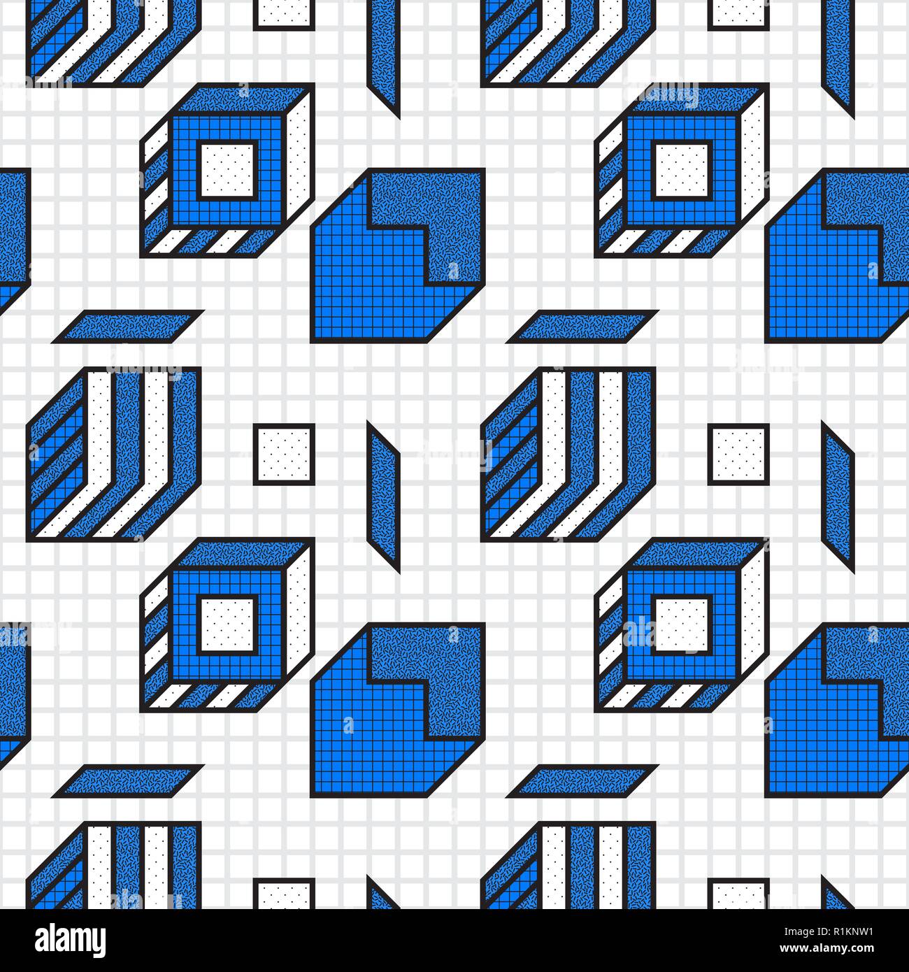 Vector geometric seamless patterns with textured bold mathematical