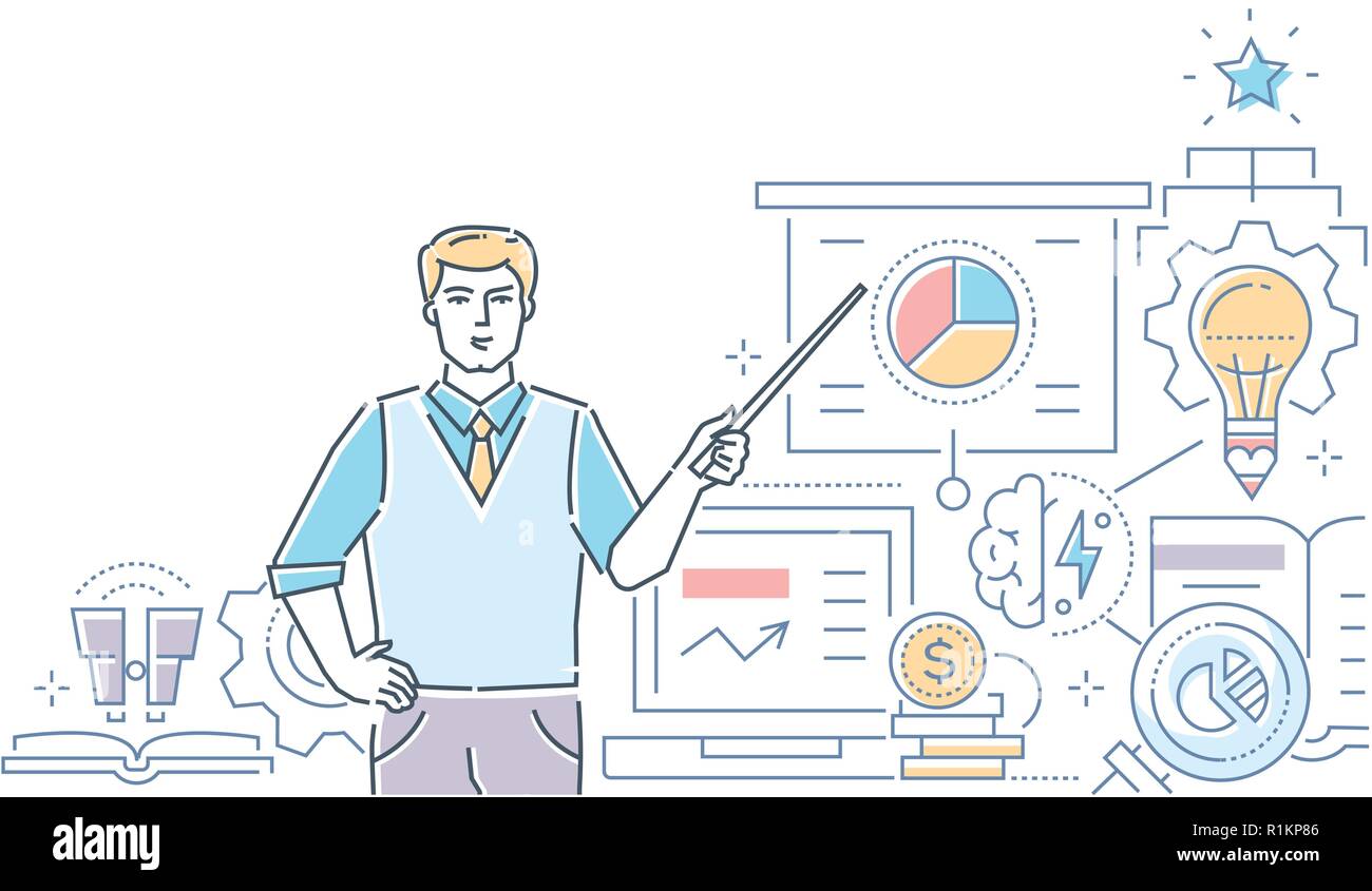 Business coaching - modern line design style vector illustration Stock Vector