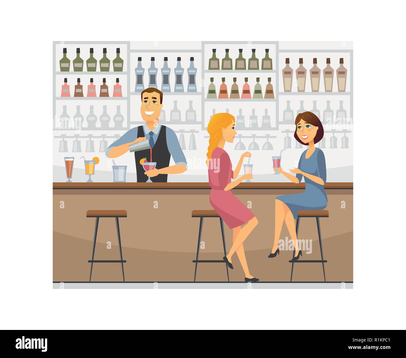 Bartender at work - cartoon people characters illustration Stock Vector  Image & Art - Alamy