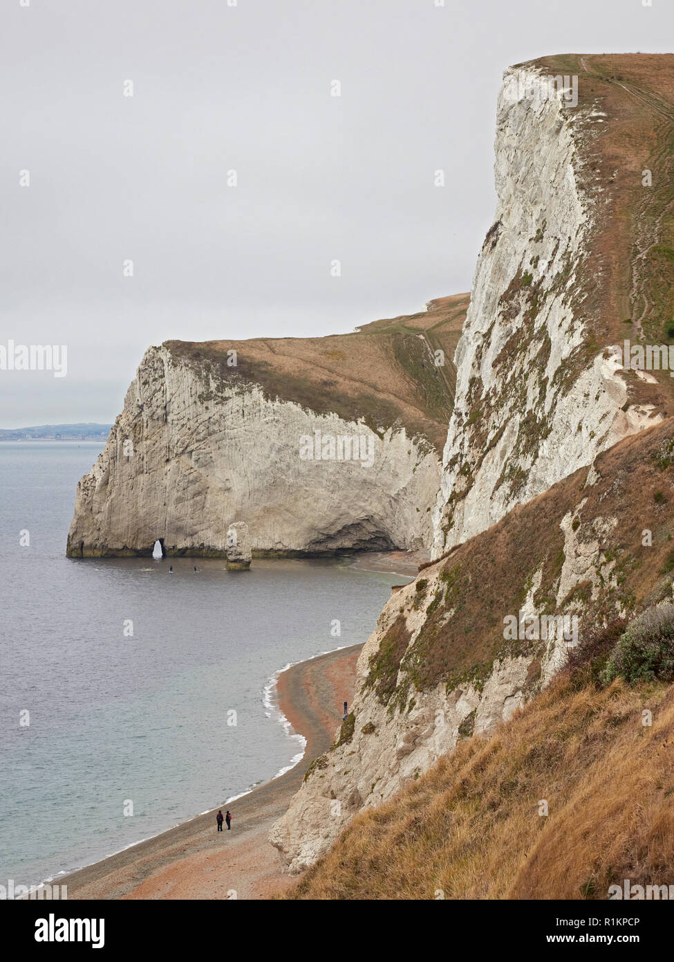 Bats Head and Butter rock sea stack Durdle Door or Durdle Dor on the Jurassic coast Dorset Stock Photo