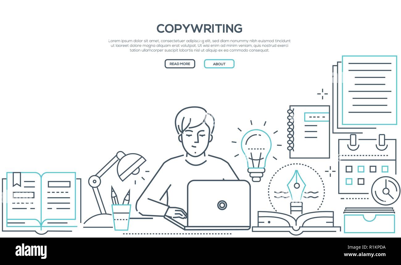 Copywriting - modern line design style web banner Stock Vector
