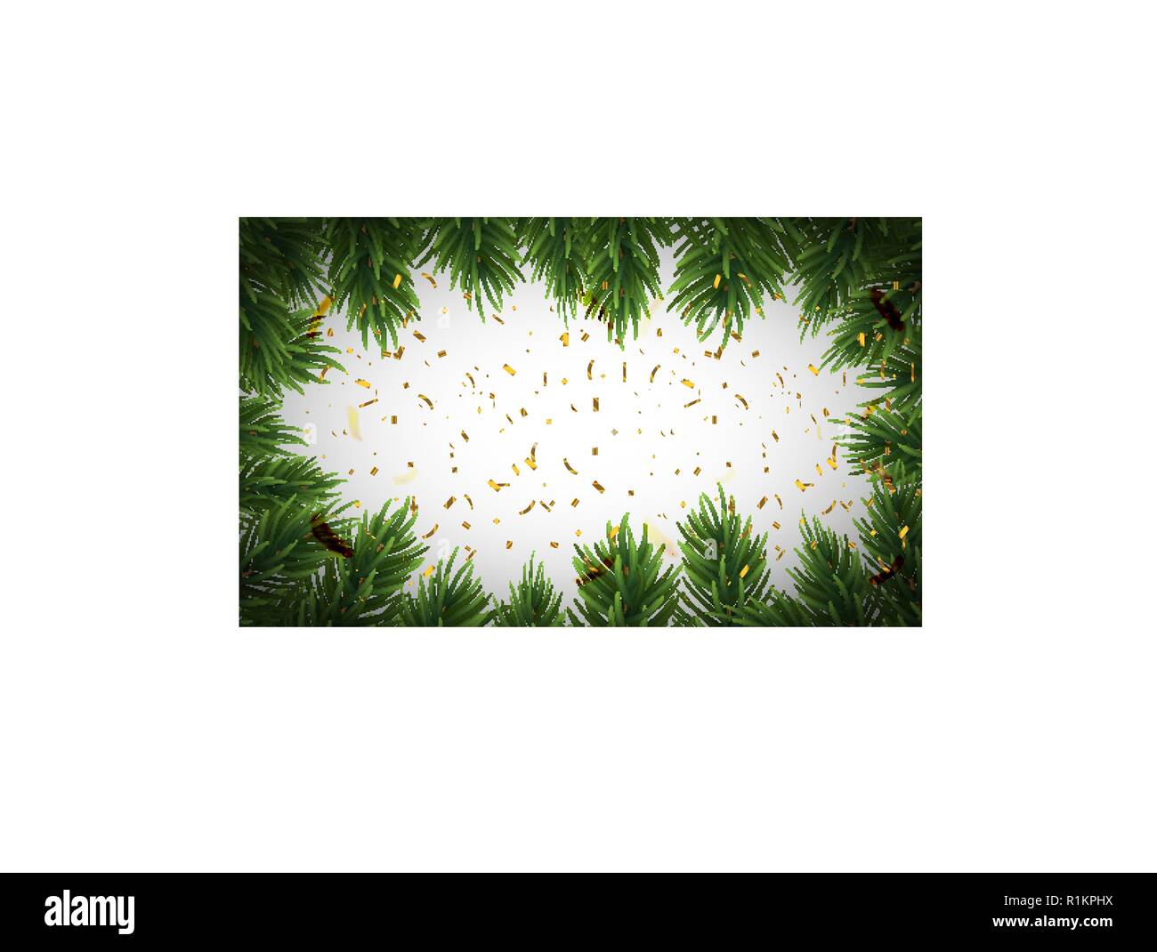 Winter holiday background with fir leaf border. Isolated Christmas ...