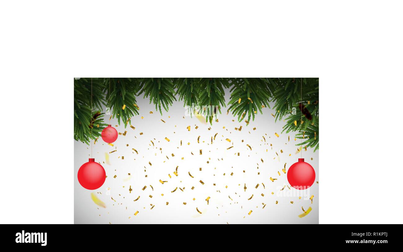 Winter holiday background with fir leaf border. Isolated Christmas ...