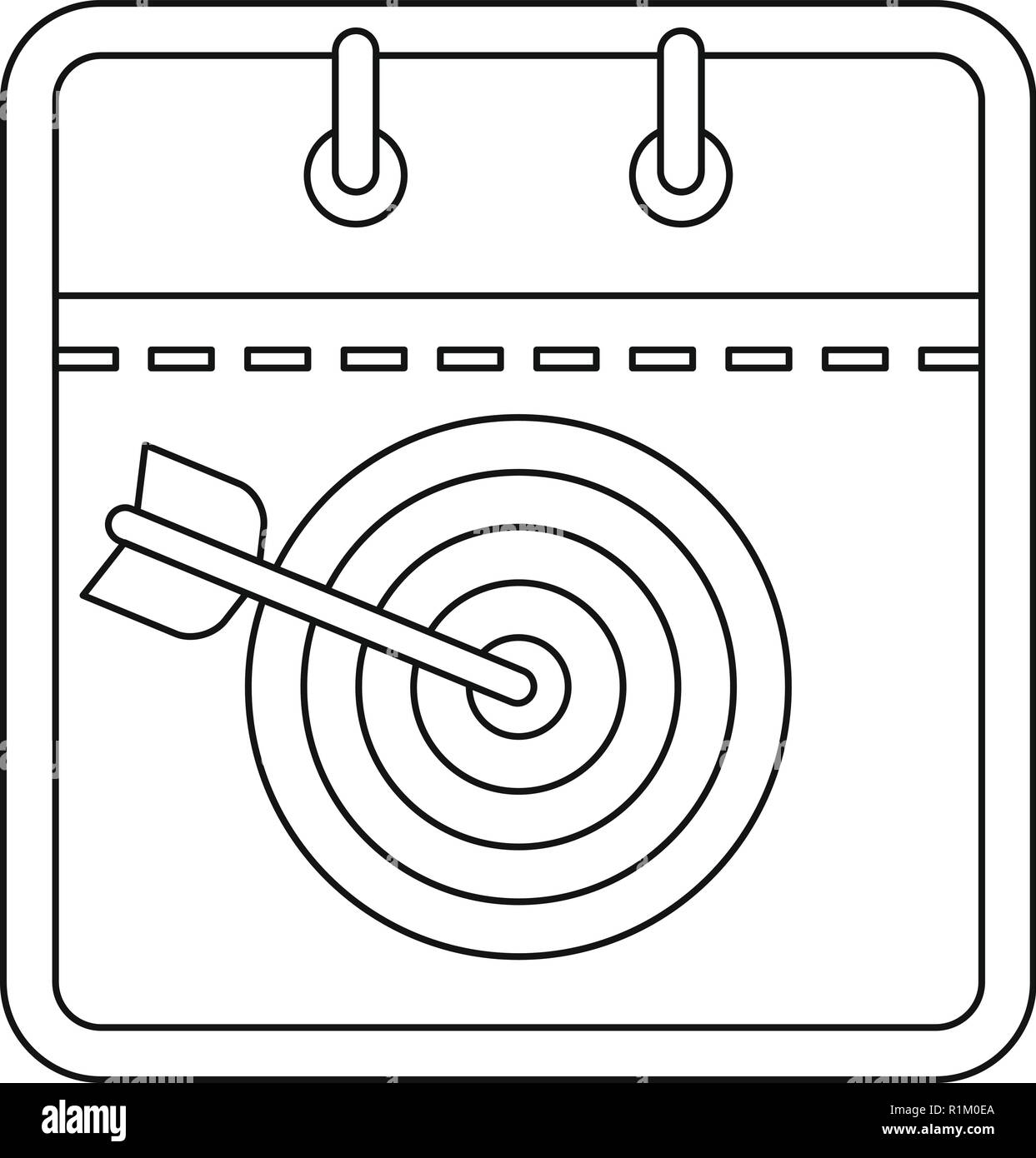 Target calendar icon. Outline illustration of target calendar vector